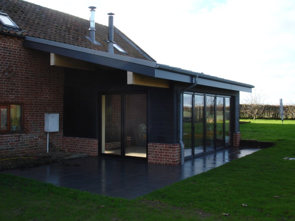 Zinc Roof Extension Garden Room, Cladding, Porcelain Tiles